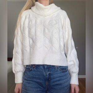 Cozy White Cowl Neck Sweater
